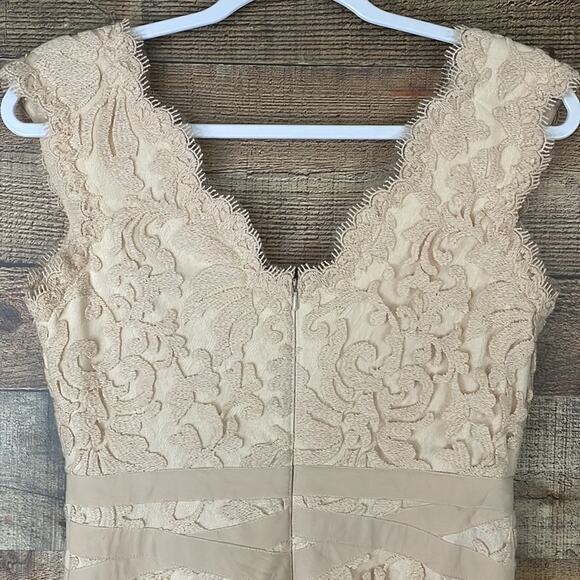 Tadashi Shoji Primrose Embroidered Lace Sheath Cocktail Dress Ivory Nude Size 6 - Picture 12 of 15